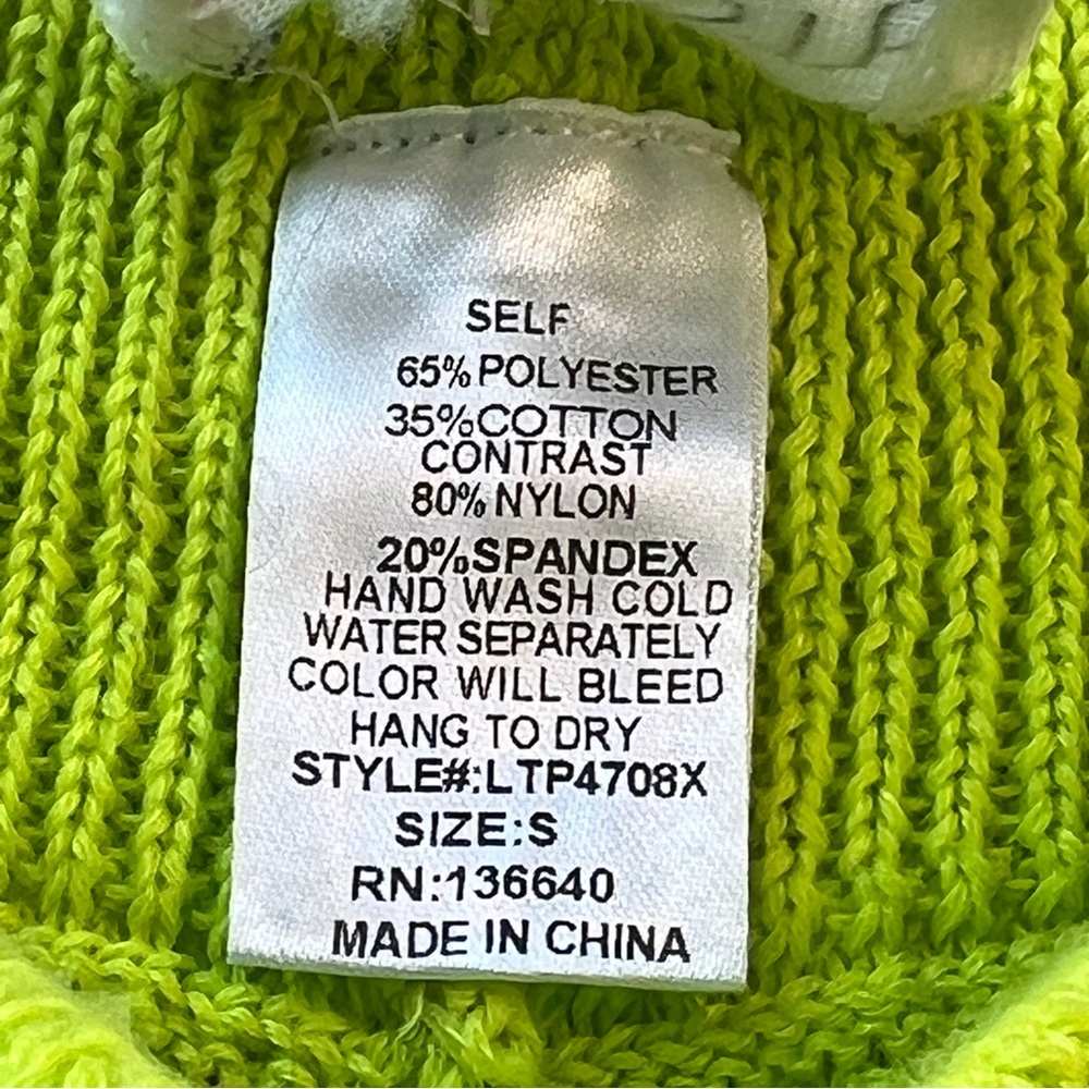 Lime Green Net Style Open Knit Flared Pants - image 8